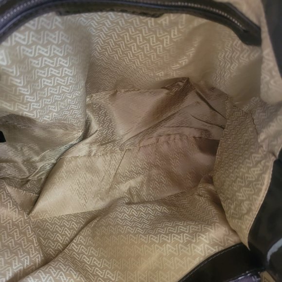 Vittadini XL Tote Bag Weekender Travel Bag Diaper Bag Brown Patent Leather - Picture 10 of 16